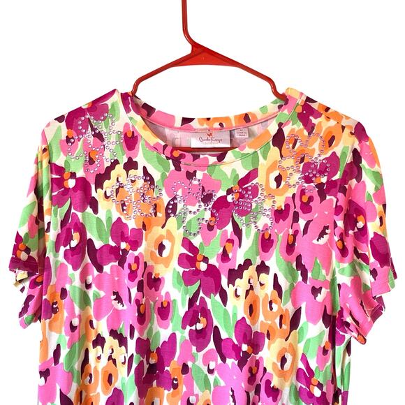 Quacker Factory Hello Spring Floral and Bling Maxi Dress Size Medium - Picture 3 of 5